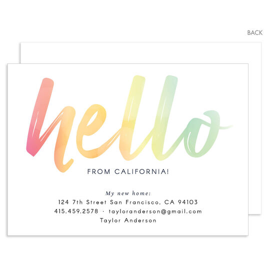 Rainbow Ombre Hello Moving Announcements